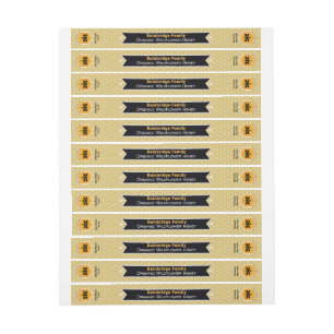 Bannière noire Golden Honey Jar Lid Étiquette de s