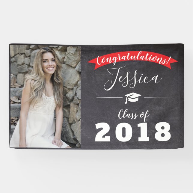 Bannière noire/rouge de classe d'obtention du (Horizontal)