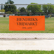 Bannière Op Maat Oranje Vrijmarkt | Texte noir -