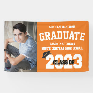 Bannière Orange Graduation 2023 Avec Casquette