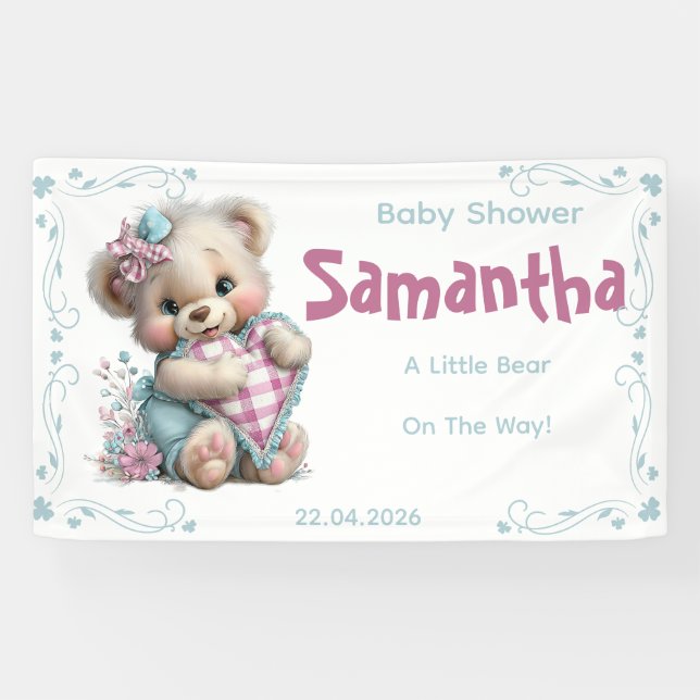 Bannière Ourson Fête Prénatale Bébé (Horizontal)
