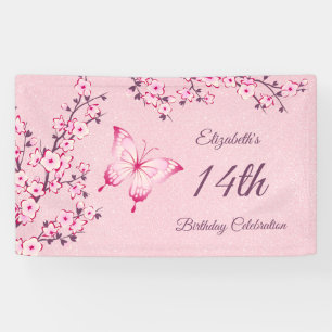 Bannière Parties scintillant rose Fleur de cerisi