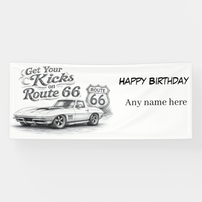 Bannière personnalisable Route 66 vintage (Horizontal)