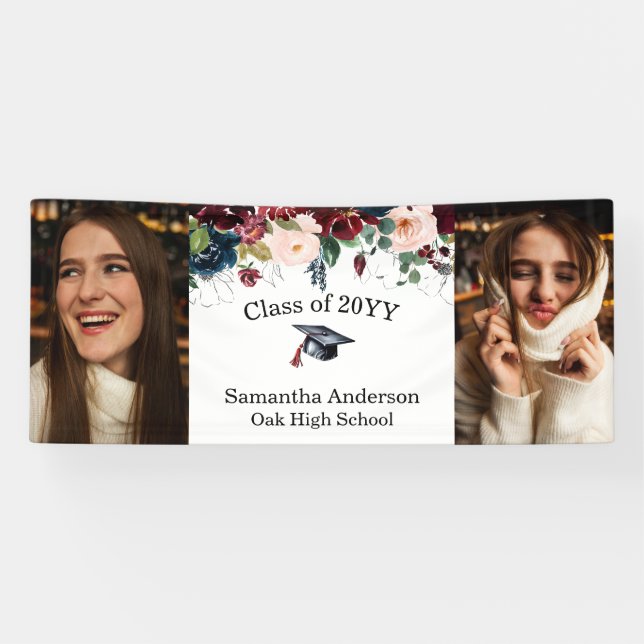 Bannière personnalisée 2 photo Bourgogne florale (Horizontal)