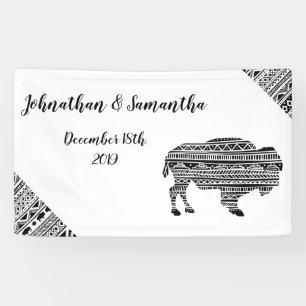Bannière personnalisée 3'x5' Boho Buffalo Tribal P