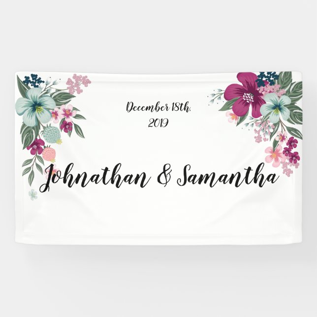 Bannière personnalisée 3'x5' Fleurs tropicales en  (Horizontal)