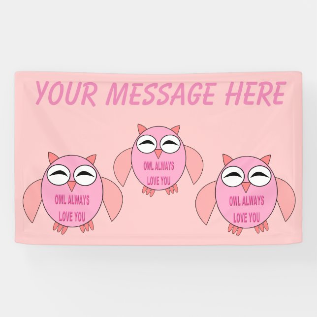 Bannière personnalisée Chouette de message d'amour (Horizontal)