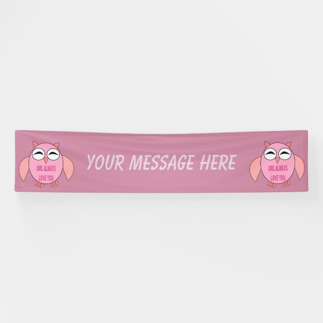 Bannière personnalisée Chouette de message d'amour (Horizontal)