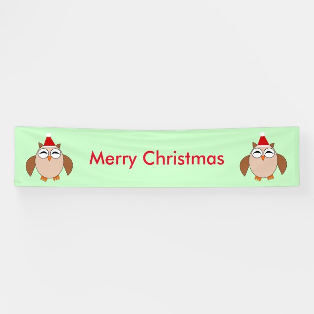 Bannière personnalisée Chouette de Noël mignonne (Horizontal)