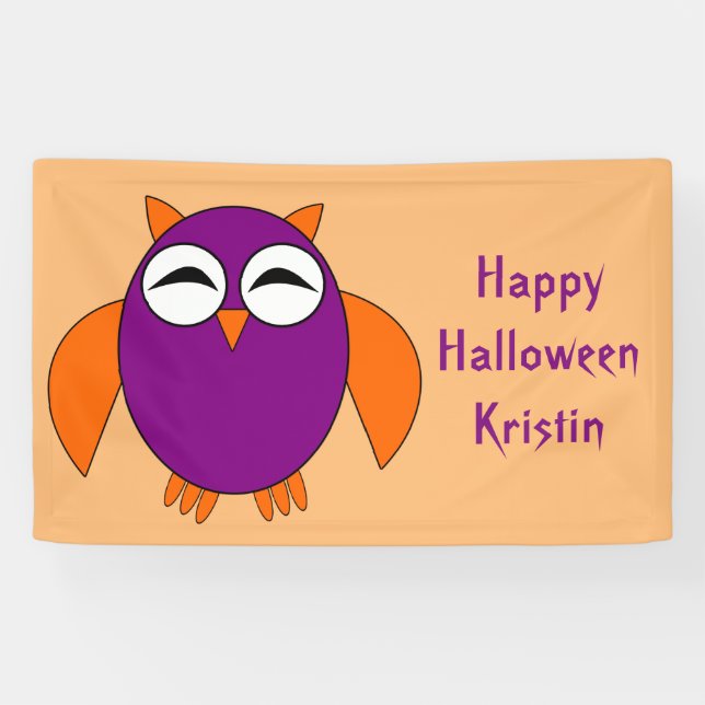 Bannière personnalisée Chouette d'Halloween (Horizontal)