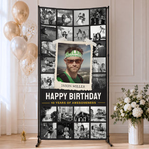 Bannière personnalisée d'anniversaire, collage de