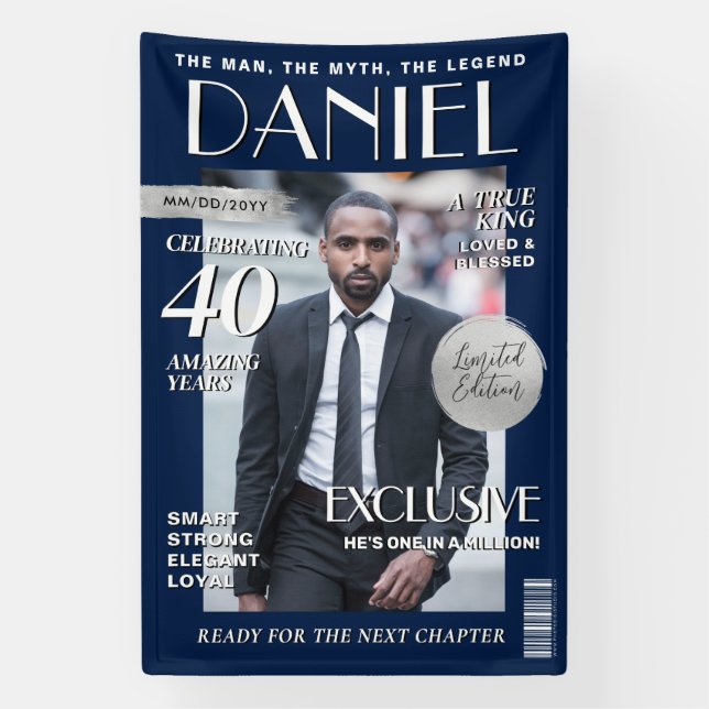 Bannière personnalisée d'anniversaire, couverture  (Verticale)