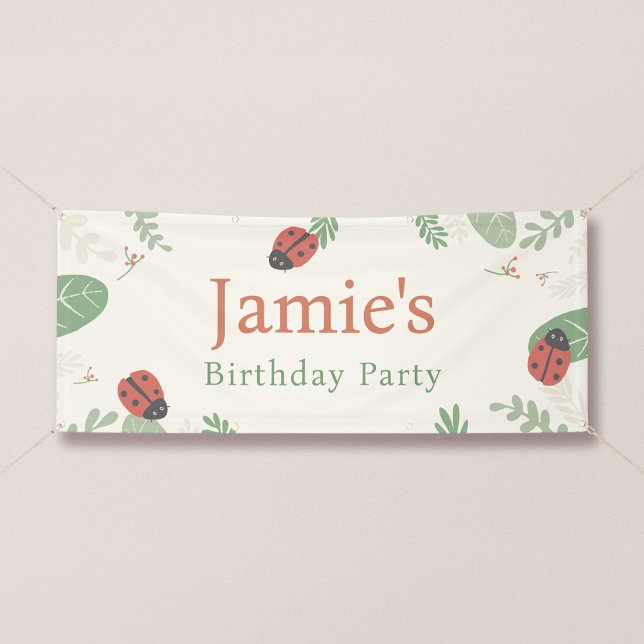 Bannière personnalisée d'anniversaire de coccinell (Ladybird Meadow - 2.5 x 6' Party Banner)