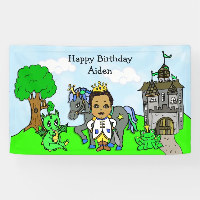 Bannière personnalisée d'anniversaire du Prince (Horizontal)
