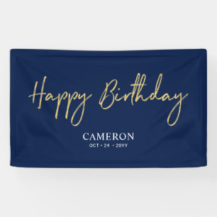 Bannière personnalisée d'anniversaire minimale Or 