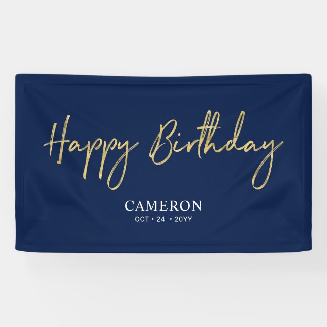Bannière personnalisée d'anniversaire minimale Or  (Horizontal)