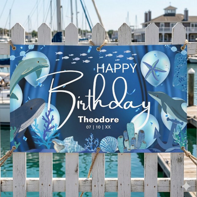 Bannière personnalisée d'anniversaire pour plongée (Deep sea dreams start here.)