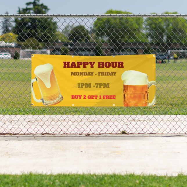 Bannière personnalisée de Happy Hour pour bar (En situation)