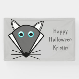 Bannière personnalisée de loup d'Halloween mignonn