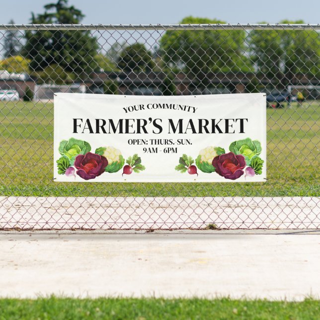 Bannière personnalisée de marché fermier aux légum (En situation)