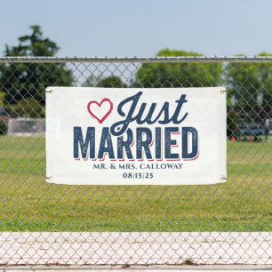 bannière personnalisée de voiture juste mariée