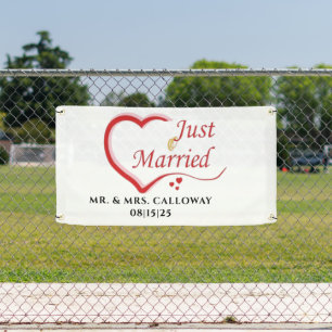 bannière personnalisée de voiture juste mariée