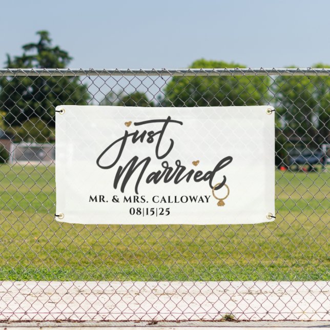 bannière personnalisée de voiture juste mariée (Insitu)