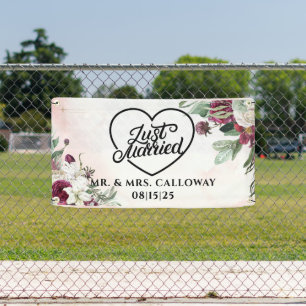 bannière personnalisée de voiture juste mariée
