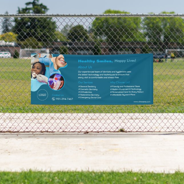 Bannière personnalisée des services dentaires (En situation)