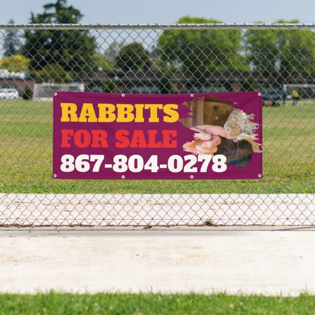 Bannière personnalisée extérieure pour lapins à ve (En situation)