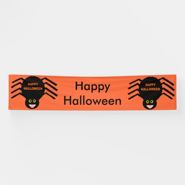 Bannière personnalisée Halloween Black Spider (Horizontal)