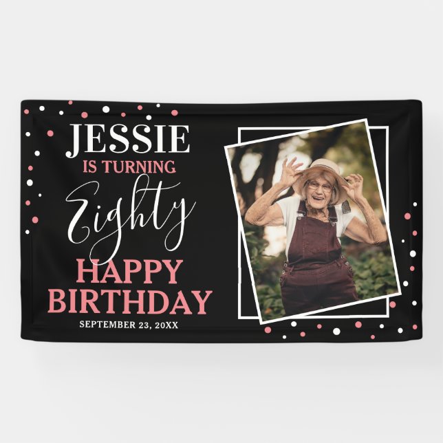 Bannière personnalisée Joyeux 80e anniversaire ave (Horizontal)