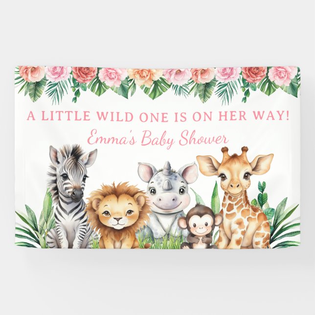 Bannière personnalisée pour Baby Shower Safari - A (Horizontal)