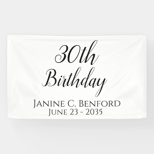 Bannière personnalisée pour fête d'anniversaire 30 (Horizontal)