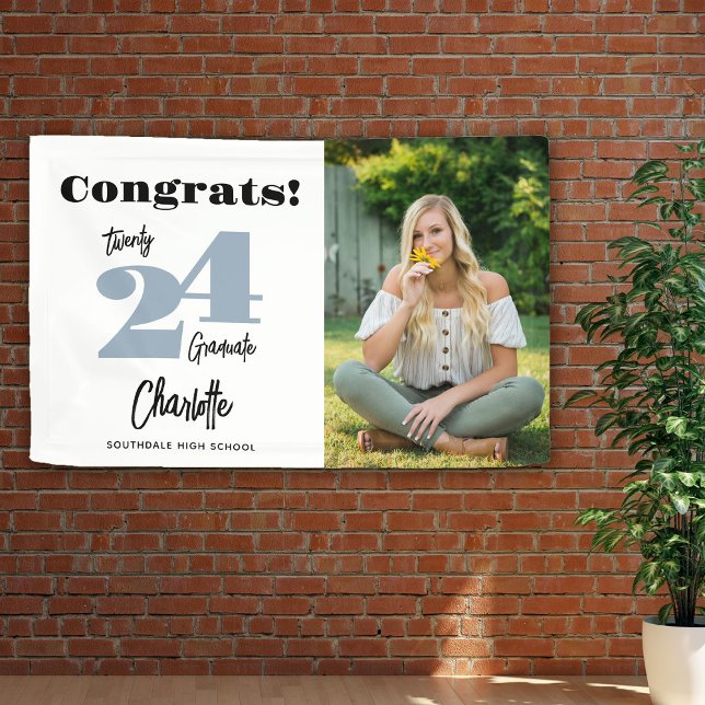 Bannière photo Bold 2024 Bleu Congrats Graduate (Créateur téléchargé)