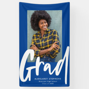 Bannière photo de graduation en bleu gris gras