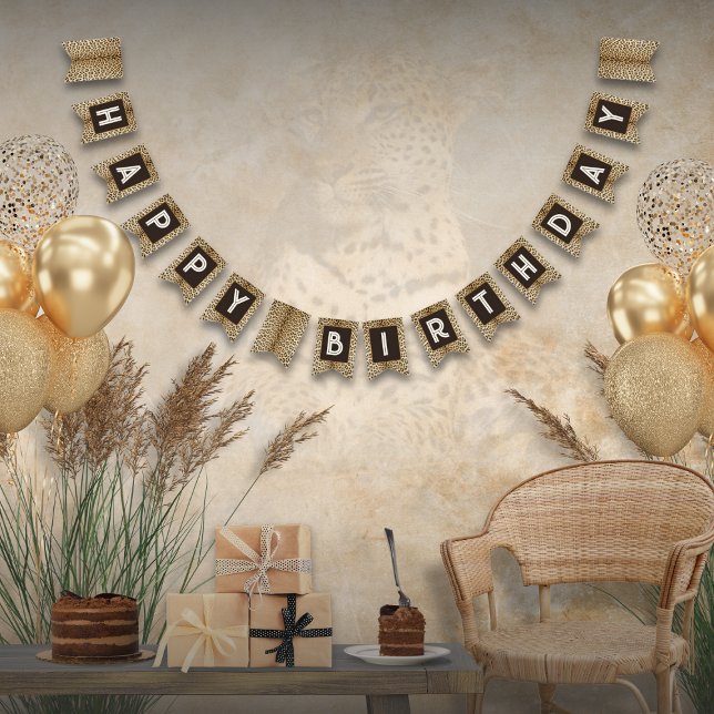 Bannière poster de animal Leopard Birthday bund (Créateur téléchargé)