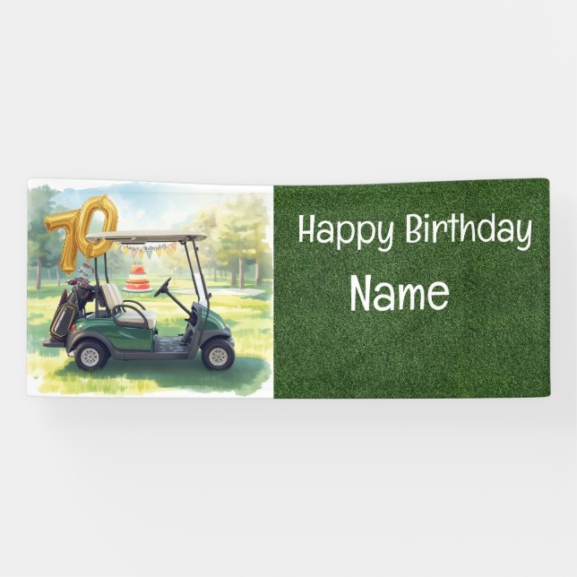 Bannière pour les 70 ans avec voiturette de golf, (Horizontal)
