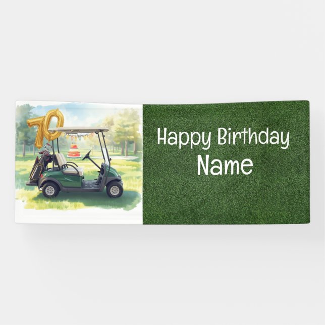 Bannière pour les 70 ans avec voiturette de golf, (Horizontal)