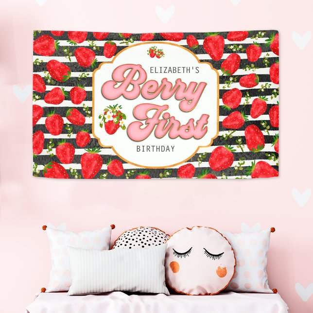 Bannière Premier Anniversaire Fleurs Rouge et Noir (Créateur téléchargé)