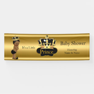Bannière Prince Baby shower Black Gold Ethnic