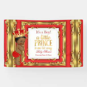 Bannière Prince Baby shower Regal Red Gold Ethnic