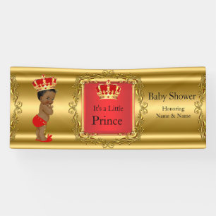 Bannière Prince Baby Shower Rouge Or Ethnique