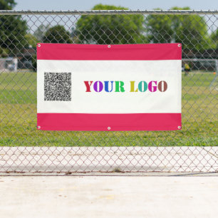 Bannière promotionnelle du logo et du code QR de v