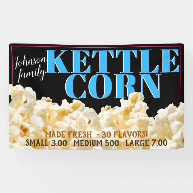 Bannière publicitaire Kettle Corn Popcorn (Horizontal)