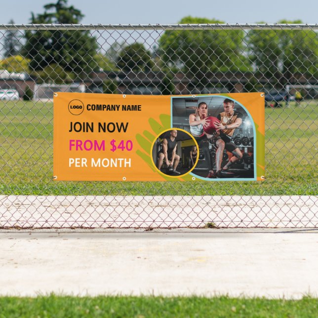 Bannière publicitaire personnalisée pour salle de  (En situation)