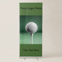 Bannière rétractable verticale avec balle de golf