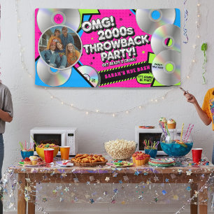 Bannière rétro du réveillon du Nouvel An 2000 Thro