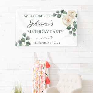 Bannière Rose blanche et verte