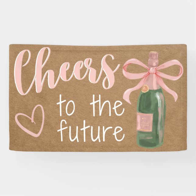 Bannière rose de fête de fiançailles pour la douch (Horizontal)
